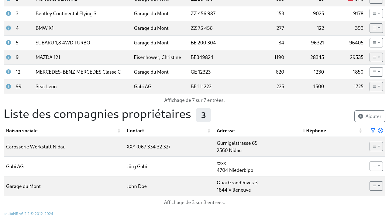 Liste des compagnies