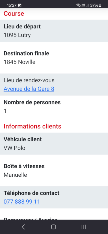 Détails d&#39;une course (2/2)