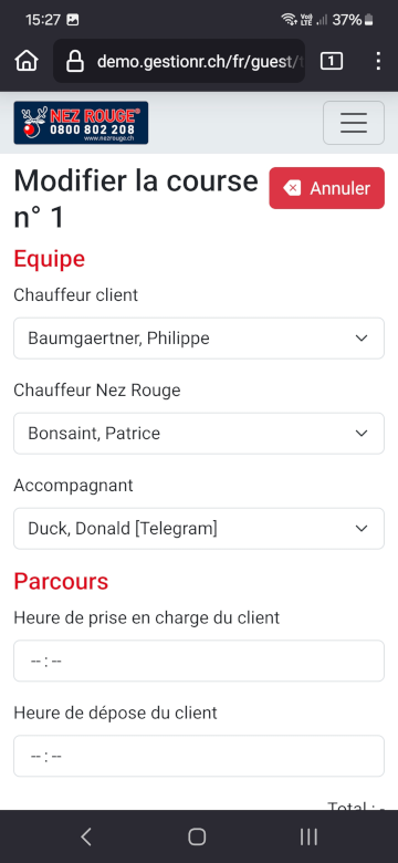 Edition d&#39;une course (1/2)