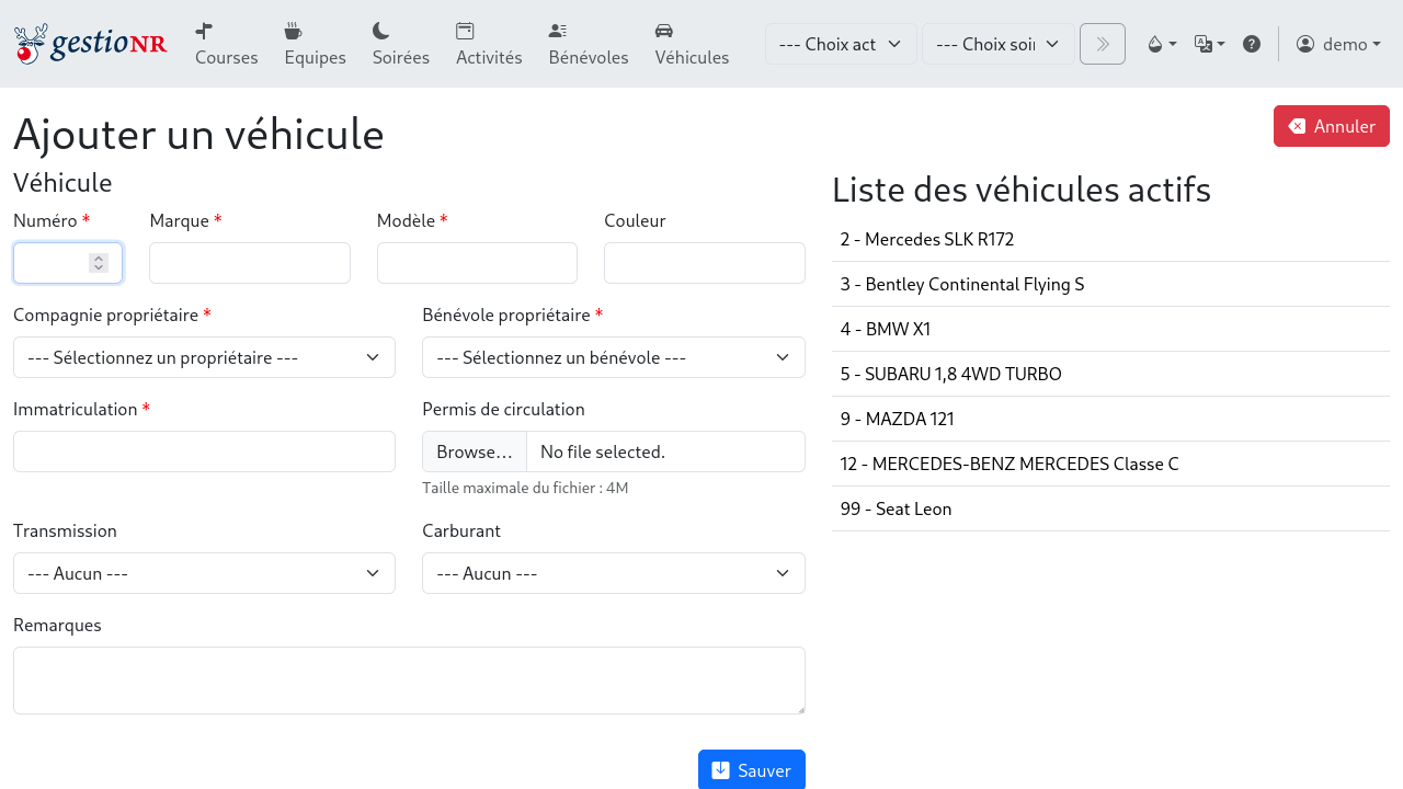 Ajout d&#39;un véhicule