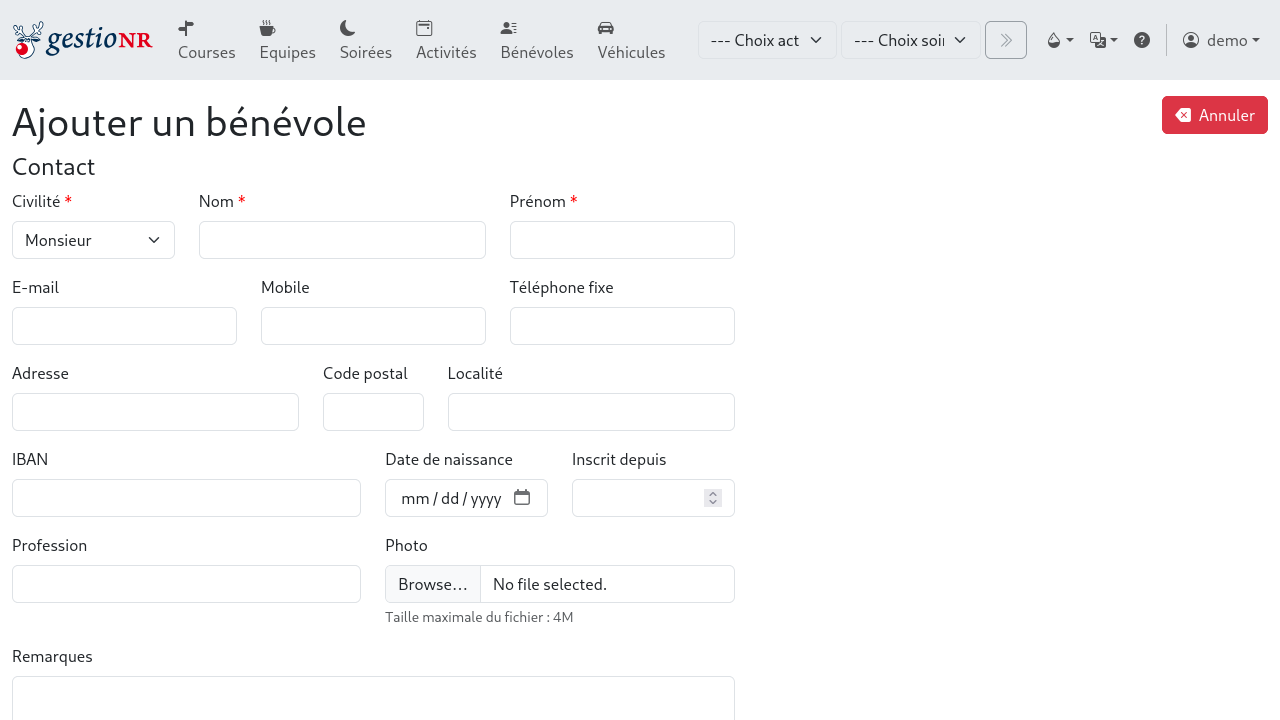 Ajout d&#39;un bénévole (1/2)