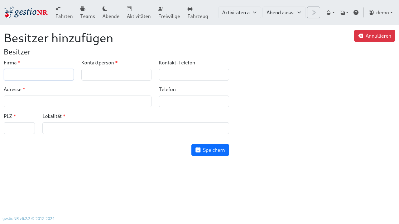 Hinzufügen einer Firma