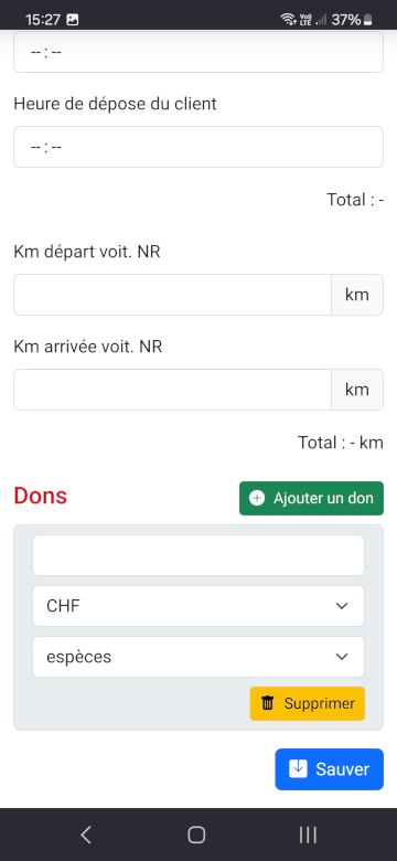 Bearbeiten einer Fahrt (2/2)