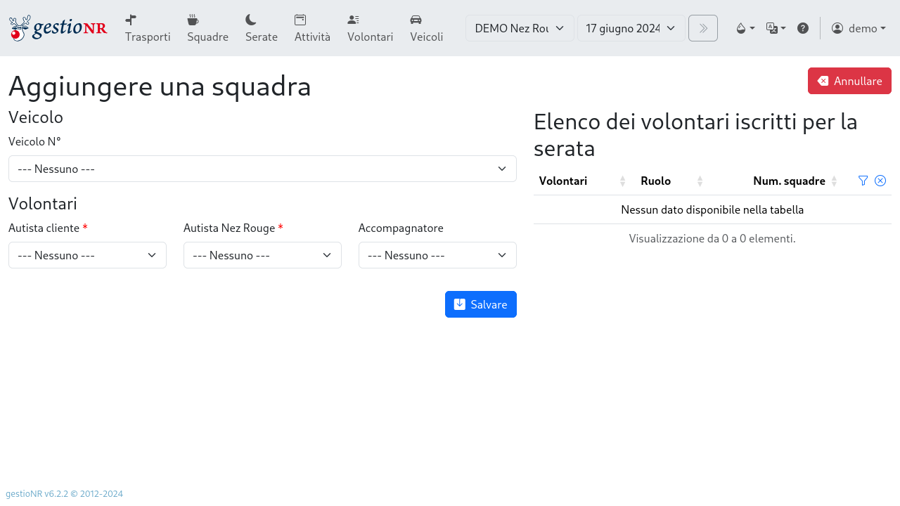Aggiungere una squadra