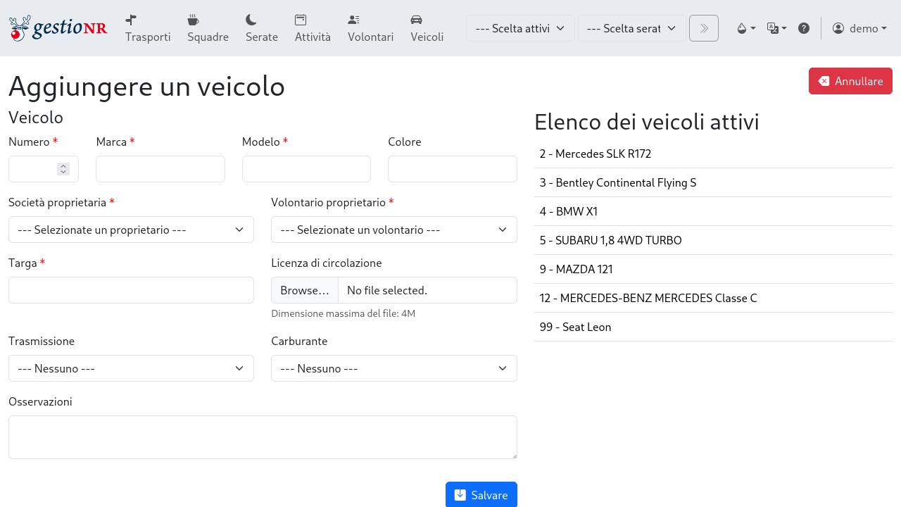 Aggiungere un veicolo