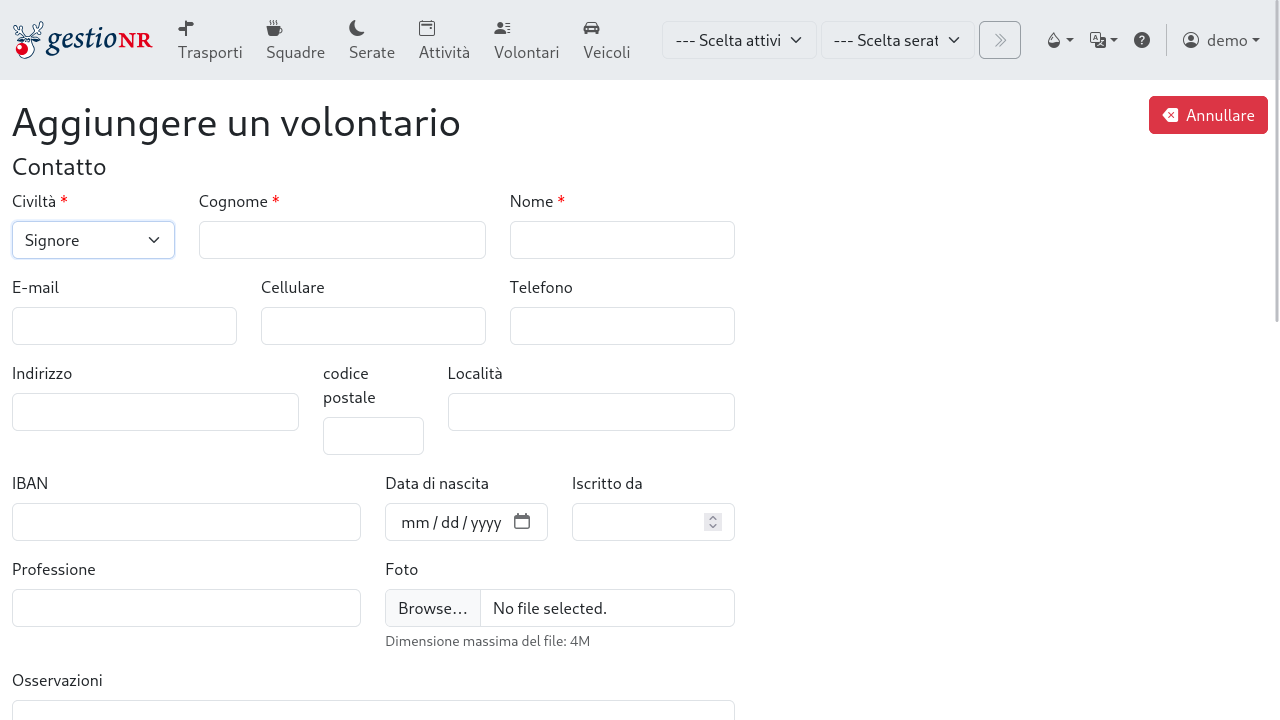 Aggiungi un volontario (1/2)
